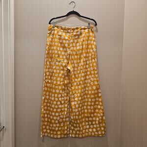 Busayo Collective Palazzo Yellow and White Polka Dot Pattern Pants Size 8